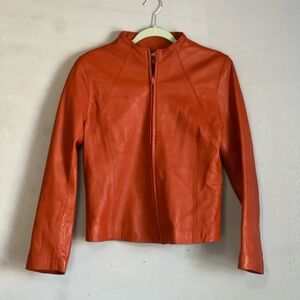 Women's Orange Leather Jacket